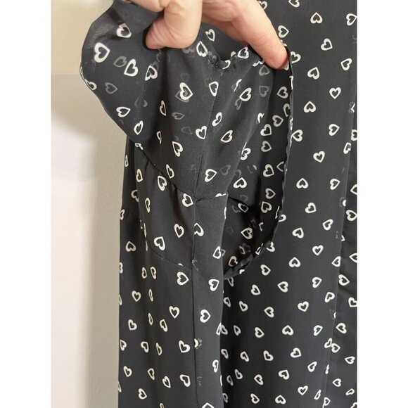 Torrid Top 5X Black Sheer Heart Novelty Retro Mod Whimsical Preppy 80s Boho - Picture 9 of 13